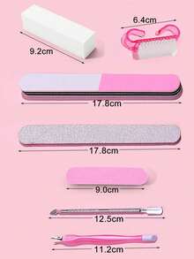 7pcs Manicure Tool Kit - Nail File, Buffing Block, Polisher, Cuticle Pusher, Nail Art Supplies, Nail Tools, Nail Art Tools, Back To School, Manicure, Nail Sticker Tools, Valentine's Day Gift