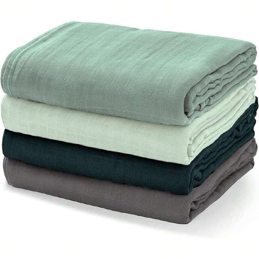 Muselinas para Bebé Niños y Niñas, Pack de 4 Mantas de Muselina para Bebé Suave y Transpirable, Sabanas de Muselina para Bebe Esenciales (120 x 120cm),39849932 - Multicolor - Ver 1