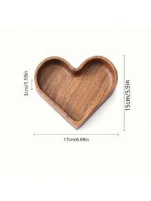1 Pc Heart-Shaped Solid Wood Tray, Wooden Tray For Home Decoration, Farmhouse Decoration, Dried Fruit And Nut Tray For Food And Beverage, Stackable Heart-Shaped Walnut Tray, Household Kitchen Supplies, Home Decoration - Multicolor - View 3