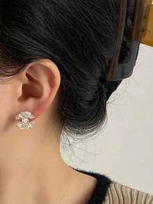 Silver Zirconia Earrings, Elegant & Cute Copper Plated White Gold Earrings Suitable For Daily Wear And Gatherings - 銀色 - 查看 2