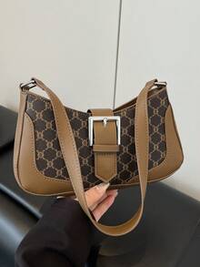 复古时尚小众单肩腋下印花通勤包，款式时尚，品质上乘。 - 棕色 - 查看 6