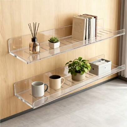 亚克力壁挂式收纳架，透明亚克力层板，适用于放置化妆品、模型、手办、厨房用品、洗漱用品、书籍等。