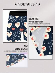 男士平角内裤 1 件装 - 心形叶子印花浪漫内衣，情人节礼物及舒适日常穿着，浪漫心形印花内裤，爱心主题印花内裤，送给他的完美情人节礼物及日常穿着 - 黑色 - 查看 7