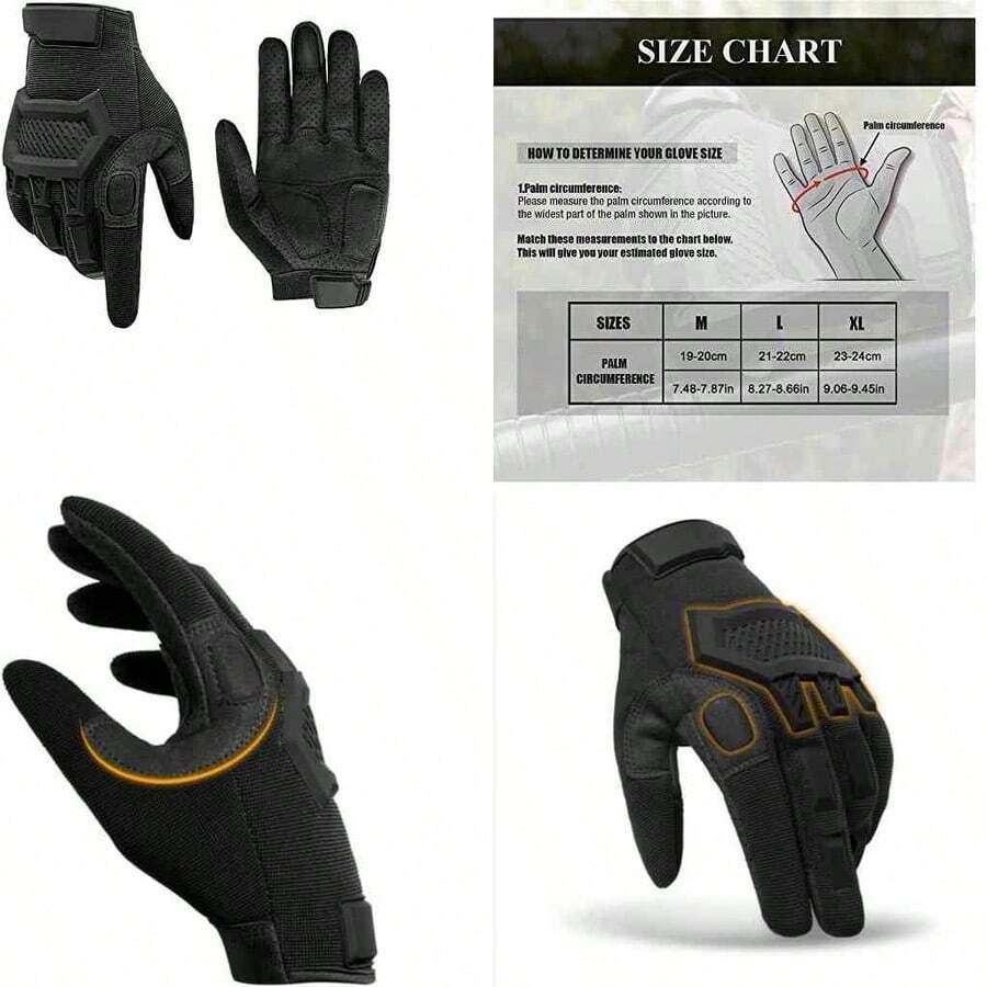 ThreeH Guante Tctico Antideslizante para Montaismo Deportes al Aire Libre Ciclismo Caza Fitness - negro 1+xl - Ver 1