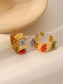 1 Đôi bông tai hình chữ C đính ngọc trai giả kiểu cổ điển, mang phong cách sang trọng và thời trang retro, được làm thủ công từ thép không gỉ mạ vàng 18K, đa năng và thiết kế đẹp mắt. - Vàng - Xem 12