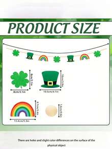 St. Patrick's Day Felt Banner, Rustic Clover Wreath With Rainbow Hat, Wooden Beads, Irish Inspired Hanging Decor, Suitable For Holiday Home Party Fireplace Mantel Wall Decoration - Multicolor - View 7