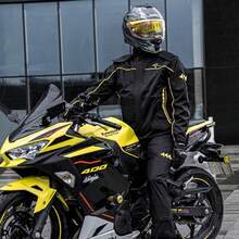 Ropa impermeable y resistente a la nieve, traje de lluvia para motocicleta para hombres y mujeres, chaquetas y pantalones reflectantes, impermeable, transpirable, ligero - xl+negro1 - Ver 3