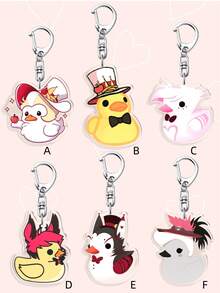 1/6个可爱小黄鸭亚克力卡通钥匙扣，/Alastor/Vox/Husk/可爱包包配饰，动漫人物钥匙扣，汽车钥匙扣，背包挂件，饰品配件，日常佩戴完美，送给朋友和粉丝的绝佳礼物 - 彩色 - 查看 9