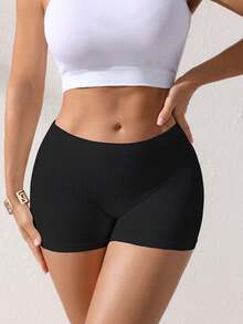 2条装女士透气弹力无缝瑜伽罗纹短裤运动内裤 - 简约设计舒适罗纹内裤，女士日常穿着必备内衣 - 彩色 - 查看 6