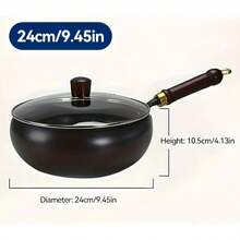 Stainless Steel Non-Stick Frying Pan With Lid, Suitable For Stir-Frying/Grilling/Frying/Stewing. - Black - View 6