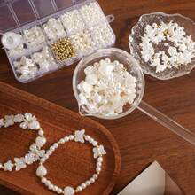 10-Compartment Box ABS Faux Pearl Bead DIY Craft Kit For Handmade Bracelet, Necklace, Phone Chain - White - View 5