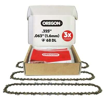CYPNOregon - Paquete de 3 cadenas de motosierra PowerCut V68 para barra de 18 pulgadas 68 eslabones de transmisión paso de 0.325 pulgadas calibre 0.63 pulgadas se adapta a Stihl 22LPX068G grisFashion