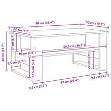 vidaXL Mesa baja Chêne Sonoma 90 x 50 x 40 cm madera de ingeniería - Marrón - Ver 8