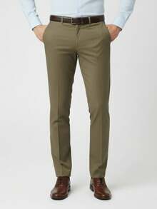 Men's 2-Piece Set - Men's Tailored Slim Fit Executive Polyester Dress Pants, Classic Formal, Lightweight And Stylish. - Xanh nâu - Xem 2