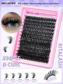 RITALASH 260Pcs 5 Nature Styles Lash Clusters Kit, 150D/ 200D/ Spike+150D/ 60D/ 80D Eyelash Clusters Extensions With Everything You Need For Beginners And Proficient, Beayty At Home Easily - Black - View 7