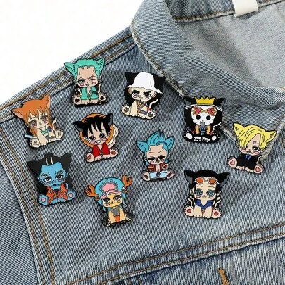 1/10 Piezas Conjunto de broches de dibujos animados cómicos y divertidos, pines de esmalte de Nico Robin lindos, accesorios para mochilas, ropa, joyería, insignias de metal, regalos para amigos