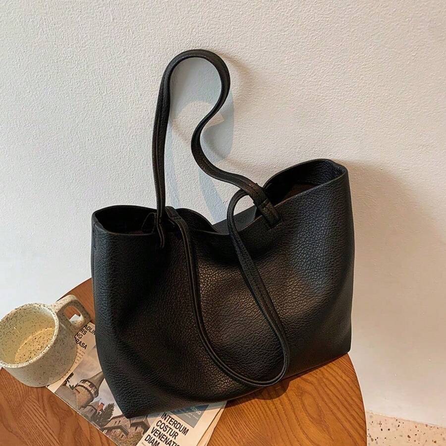 Korean Version Of Large Bag Women's New Versatile Soft Surface Shoulder Bag Large Capacity High Sense Commuter Tote Bag