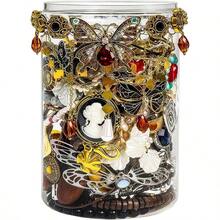 Mystery Jewelry Jar Bundle - 40 - 45 Piece Surprise Jewelry Box Women, Set Necklace, Earrings, Rings, Kracelet, Keychain, Hair Clip - Unique Birthday Her, Set, 40 - 45 Piece, Her, Unique Birthday - 復古風格 - 查看 1