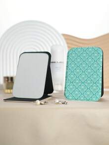 1pc Bohemian Vintage Floral Pattern Vanity Mirror, Foldable Lightweight Compact Handheld Mirror, Durable PU Leather Stand, Vertical Display, Suitable For All Occasions And Users, Foldable Square Pocket Mirror - Multicolor - View 17