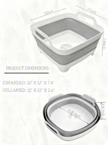 Space-Saving Collapsible Sink 9L Foldable Dish Tub With Drain Plug Multi-Use For Kitchen Laundry & Camping Portable Easy Storage Wash Basin Gray - 白色 - 查看 8