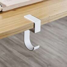 1pc Adjustable Desk Edge Hook, Headphone Desk Hanger, Backpack Organizer Rack, Hole-Free Office Home Storage Rack, Essential For Back To School - Multicolor - View 6