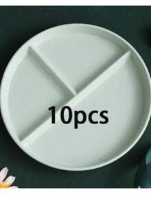 10个/5个/1个套装圆形分隔盘微波炉食品盘水果沙拉托盘厨房，节日，婚礼，生日派对餐具；家庭聚会自助餐盘，派对用品 - 彩色 - 查看 13