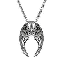 A Non-Fading Stainless Steel European And American Men's Pendant Angel Wings Pendant  Men's Retro Hip-Hop Rock Necklace - 銀色 - 查看 3