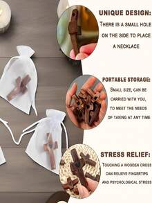 1-Piece Walnut Wooden Cross, Hand-Carved Thumb-Sized Pocket Cross With Smooth Finish For Prayer, Meditation, Gift-Giving, Home Altar, Church Events, Easter, Christmas, Wedding, Baptism - Meaningful Keepsake For Christians, Religious Collectors, Woodcraft Enthusiasts & Spiritual Seekers - 棕色 - 查看 7