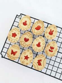 10pcs Easter Cookie Cutter Set, Cookie Mould Press, Easter Eggs Cookie Cutter Set With Plunger Stamps Set, Kitchen Tools, Plastic Cookie Stamps - Multicolor - View 5