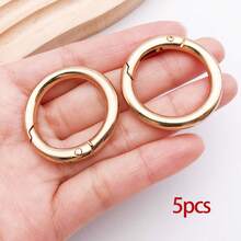 5pcs Round Snap Buckle Round Clip Hook Swivel Clasp Hooks Key Rings Zinc Alloy Round Spring Snap Keychain Rings For Keys, Crafts, Handbags