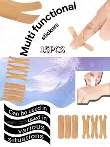 150/50/15片装手指防水贴片，X型绷带，中等张力，不对称包扎，透气，轻便，适用于各种场合 - 彩色 - 查看 12