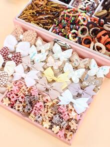 960pcs/Set Kawaii Brown Hair Accessories Set, Includes Butterfly, Flower, Bow Hair Clips And Brown Elastic Hair Ties - Suitable For Girls And Women, Practical For School, Events, Parties, Daily Hairstyles, Also Great For 2026 New Year Gifts, Valentine's Day Gifts, Claw Clips - Multicolor - View 7