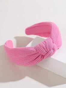 Women's Orange Solid Color Waffle Headband, Stylish And Versatile For Everyday Wear. Lightweight And Comfortable, Soft Material Keeps Hair Secure Without Slipping. Perfect For Casual Outfits, Daily Commute, Dates, Or Party Looks. Classic Hair Hoop Design Easily Matches T-Shirts, Dresses, Shirts, Or Casual Wear, Adding A  And Playful Touch. Fashionable Hair Accessory, Ideal As Daily Wear Or Creative Gift To Elevate Any Outfit. - Màu Hồng Tươi - Xem 7
