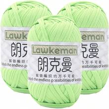 Lawkeman 3 peças/300g Fio de Camiseta de Poliéster de Alta Qualidade, Fio de Crochê e Tricô, Fio Grosso de Poliéster Macio e Elástico, 30m/100g por Rolo - Ideal para Projetos DIY, Chinelos, Cestas, Tiras de Tecido, Sacolas Artesanais Tecidas à Mão, Brinquedos, Sapatos, Tapetes, Cestas de Armazenamento - Multicolorido - Visão 45