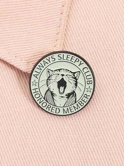 QTHOPE Sleepy Cat Brooch, Yawning Cat Shaped Badge, ALWAYSSLEEPYCLUB Lazy Decoration