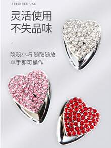 Multi-Purpose Heart-Shaped Crystal Decorative Hooks For Kitchen, Bathroom, Office, Car, Girly Style With Rhinestones