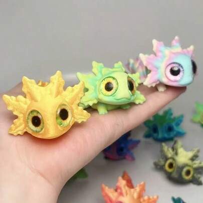 1pc New Movable Salamander Model Keychain - 3D Printed Detailed Design With Big Eyes, Desktop Decor, Unique Key Chain Accessory, Creative Novelty - Holiday Gift, Valentine's Day Gift, Creative Surprise, Perfect Present (Eye Color Random)