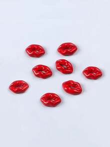10PCS Sexy Red Lips Nail Art Metal Charms,Valentine's Day Cool And Cute DIY NailDecoration Nails Nail Supplies - Red - View 4