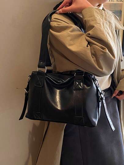 斋月新款时尚包包，大容量，高品质质感，韩式艺术休闲风，简约轻便百搭PU软皮，韩式格纹纯色，复古宽松肩带，可调节肩带，女士单肩包、手提包、宫廷包，适合旅行、购物、约会，是送给女性的理想礼物，也适合少女、大学生和白领，非常适合办公室和学校使用。