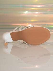 女士新款夏季细跟露趾防滑单带百搭凉鞋 - 白色 - 查看 7