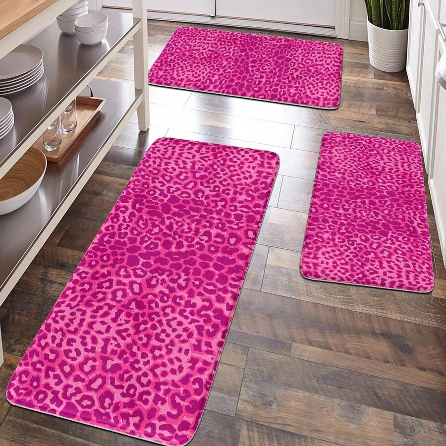 1 buc covor moale de pluș cu imprimeu leopard, decor pentru casă, decor pentru cameră, decor pentru baie, covor de baie, covor de baie antiderapant, decor pentru bucătărie, covor de bucătărie, covor, set de baie, preș de intrare, suprafață confortabilă, decorațiune pentru casă, covor anti-oboseală, decor cu tematică animală, relaxare pentru picioare