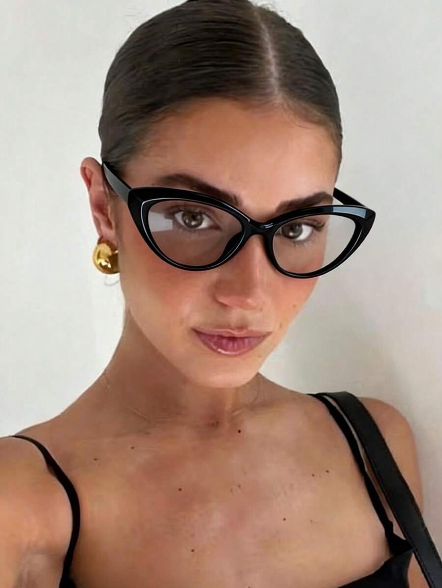 1pc Women's Cat Eye Fashion Non-Prescription Glasses, Retro Chic Item