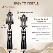 Upgraded Rotating Hot Air Brush, One-Step Volumizing, Curling & Straightening 2-In-1 Design, 360° Auto Rotation, 2 Interchangeable Brush Heads, Ceramic Coating For Smooth & Shiny Hair, Suitable For All Hair Types, Create Stylish Curls & Sleek Straight Hair, Great Gift For Holidays! - View 10