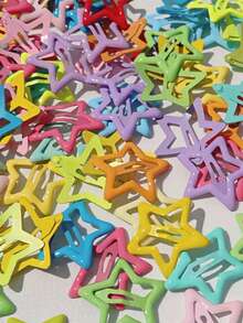 20个/10个/6个彩色星形油滴侧夹刘海发夹，可爱女童款 - 彩色 - 查看 13
