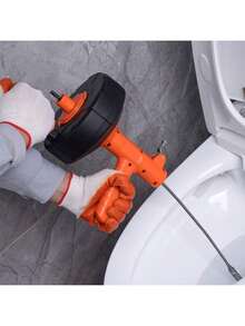 Drain Auger 25Ft, Plumbing Snake With Drill Attachment, Plumbers Snake Drain Clog Remover For Kitchen Bathroom Shower Sink With Protective Hose And Gloves - Orange - View 9