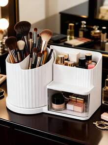 1pc Rotating Drawer Organizer Box, Compartment Storage Box, Rotating Compartment Storage Box, Cosmetic Display Rack, Makeup Storage & Display Tray, Desktop Storage & Display Box, Cosmetic Storage Box, Makeup Storage Case, Jewelry Tray, Storage, Organized, Organizer, Vanity Perfume Storage Box, Makeup Brush Holder, Makeup Brush Storage Rack, Room Organization Storage - Multicolor - View 8