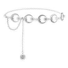 1 pieza Cinturón de mujer estilo retro plateado con mariposa, serie de cadenas bohemias, personalizado, estilo sexy exagerado, adecuado para minifalda, bikini, pantalones vaqueros - Multicolor - Ver 7