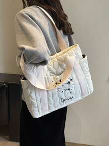 (Embroidered Custom) 1pc New Upgraded Constellation Women Tote Bag, Large Capacity Travel Backpack, Customizable Name, Zipper Closure, Thick Padding, Minimalist & Versatile, Casual Commute, Perfect Gift - Multicolor - View 2