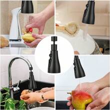 Aireador Extensor de Grifo Gi 360° Gi Grifo Extensor 3 Modos Gran Angulo Filtro De Salpicaduras Universal Filtro Grifo Cocina Negro - como en la foto - Ver 3