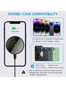 15W磁吸式无线车载充电器及手机支架，快速充电，兼容仪表盘/空调出风口安装，适用于 17/16/15/14/13/12系列免提车载系统